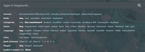 beatmap listing|beatmap auflistung.